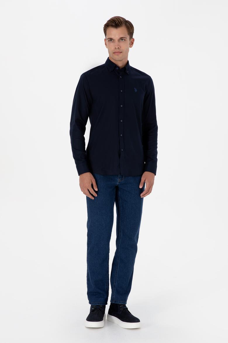 Erkek Lacivert Uzun Kollu Basic Gömlek - 50307674024