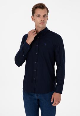 Erkek Lacivert Uzun Kollu Basic Gömlek - 50307674024