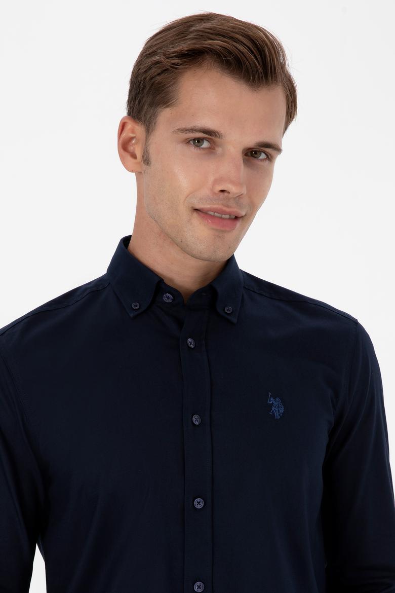 Erkek Lacivert Uzun Kollu Basic Gömlek - 50307674024