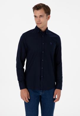 Erkek Lacivert Uzun Kollu Basic Gömlek - 50307674024