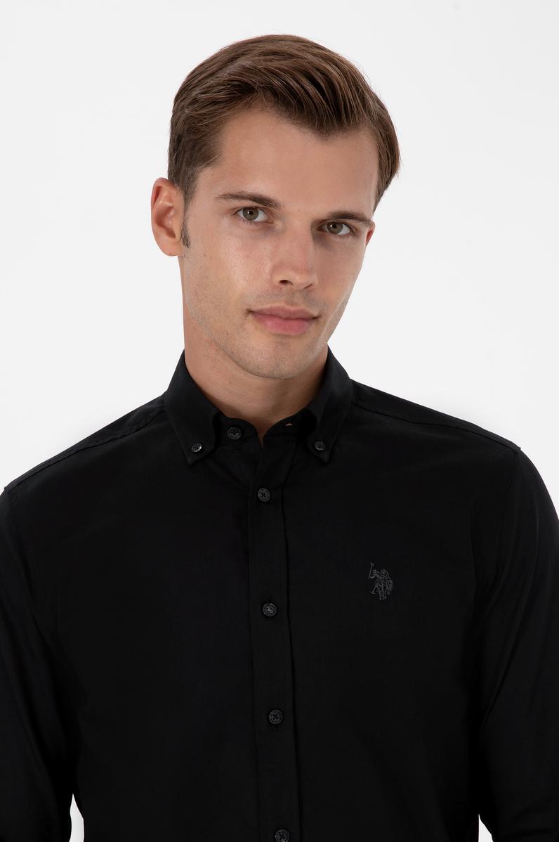 Erkek Siyah Uzun Kollu Basic Gömlek