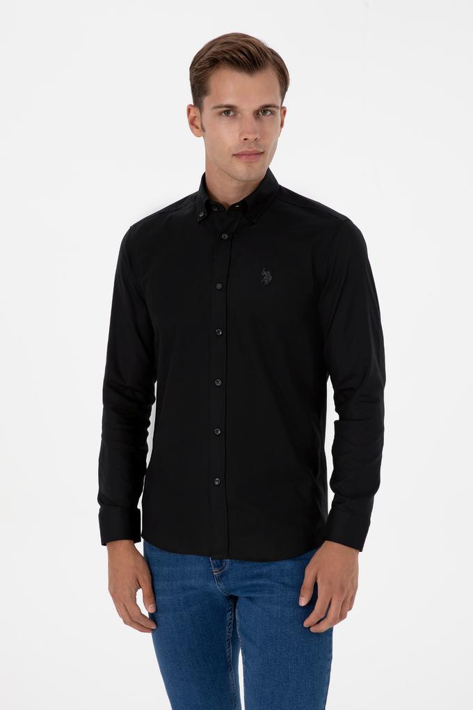 Erkek Siyah Uzun Kollu Basic Gömlek