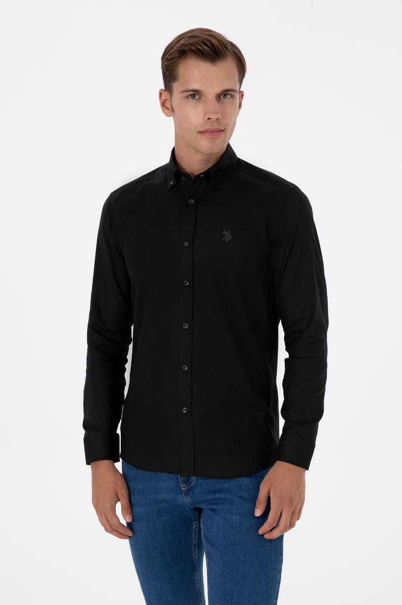 Erkek Siyah Uzun Kollu Basic Gömlek