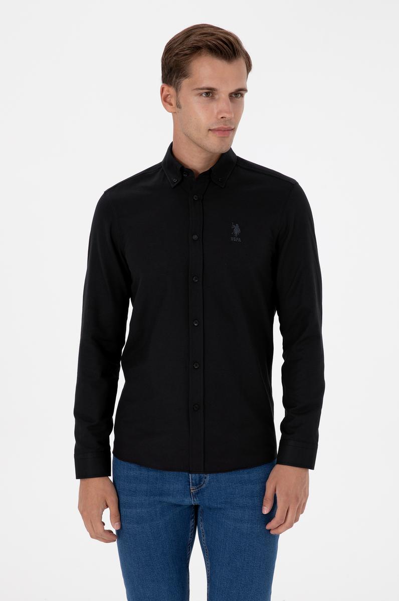 Erkek Siyah Uzun Kollu Basic Gömlek