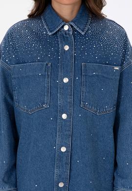 Kadın Mavi Jean Gömlek - 50312347012