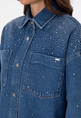 Kadın Mavi Jean Gömlek - 50312347012
