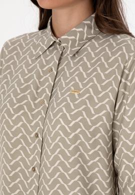 Kadın Açık Haki Uzun Kollu Gömlek - 50309025015