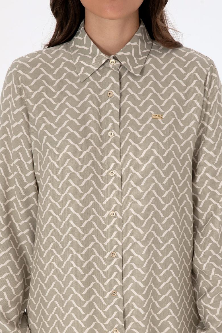 Kadın Açık Haki Uzun Kollu Gömlek - 50309025015