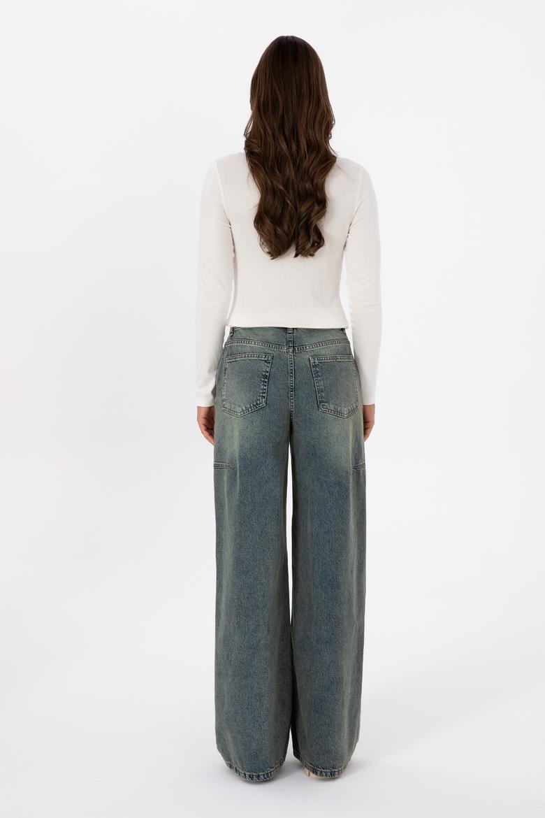 Kadın Yeşil Flare Fit Jean Pantolon - 50308394013