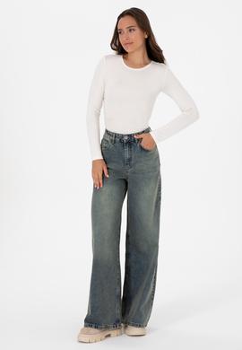 Kadın Yeşil Flare Fit Jean Pantolon - 50308394013