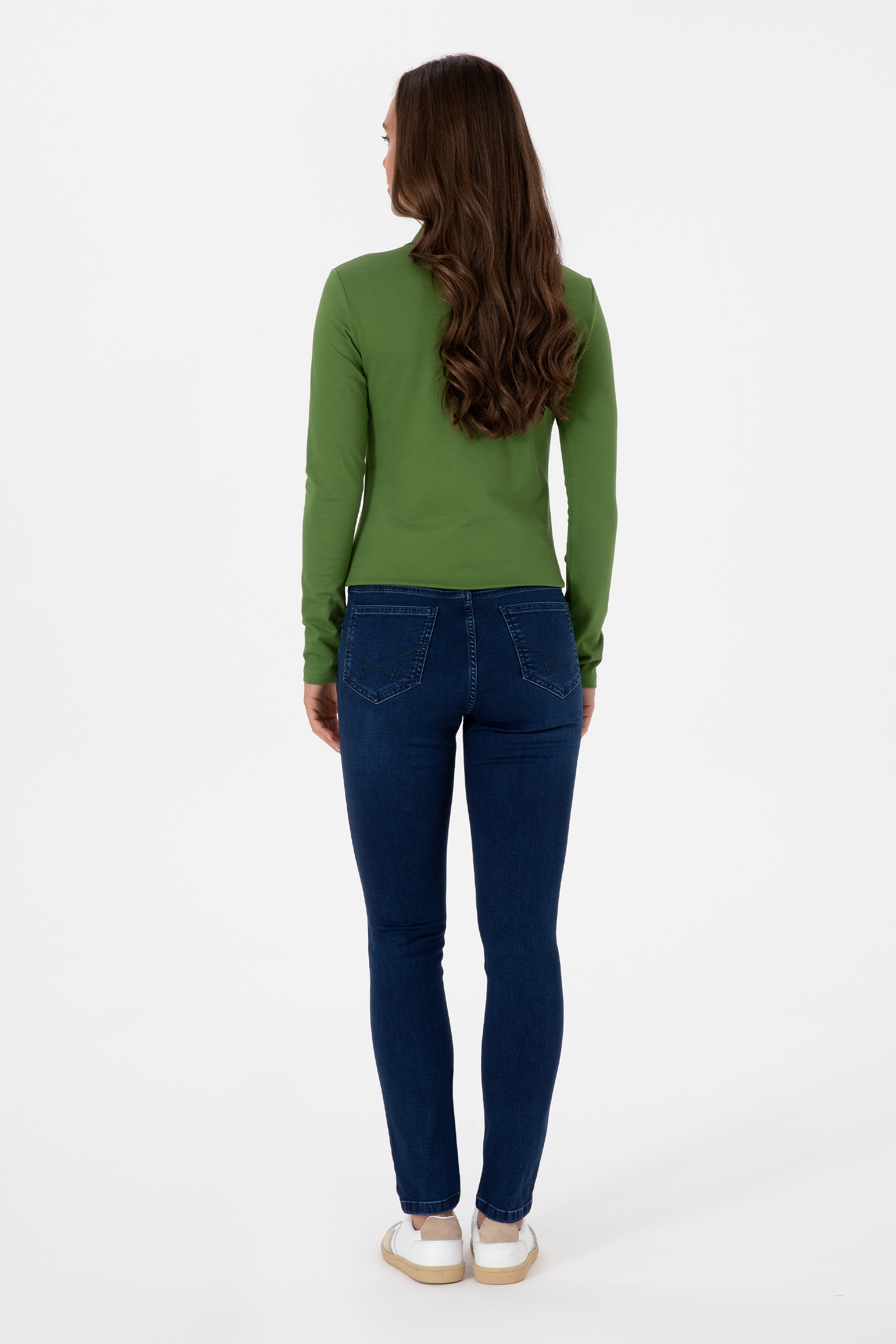 Kadın Koyu Mavi Toohpick Fit Jean Pantolon - Image 4