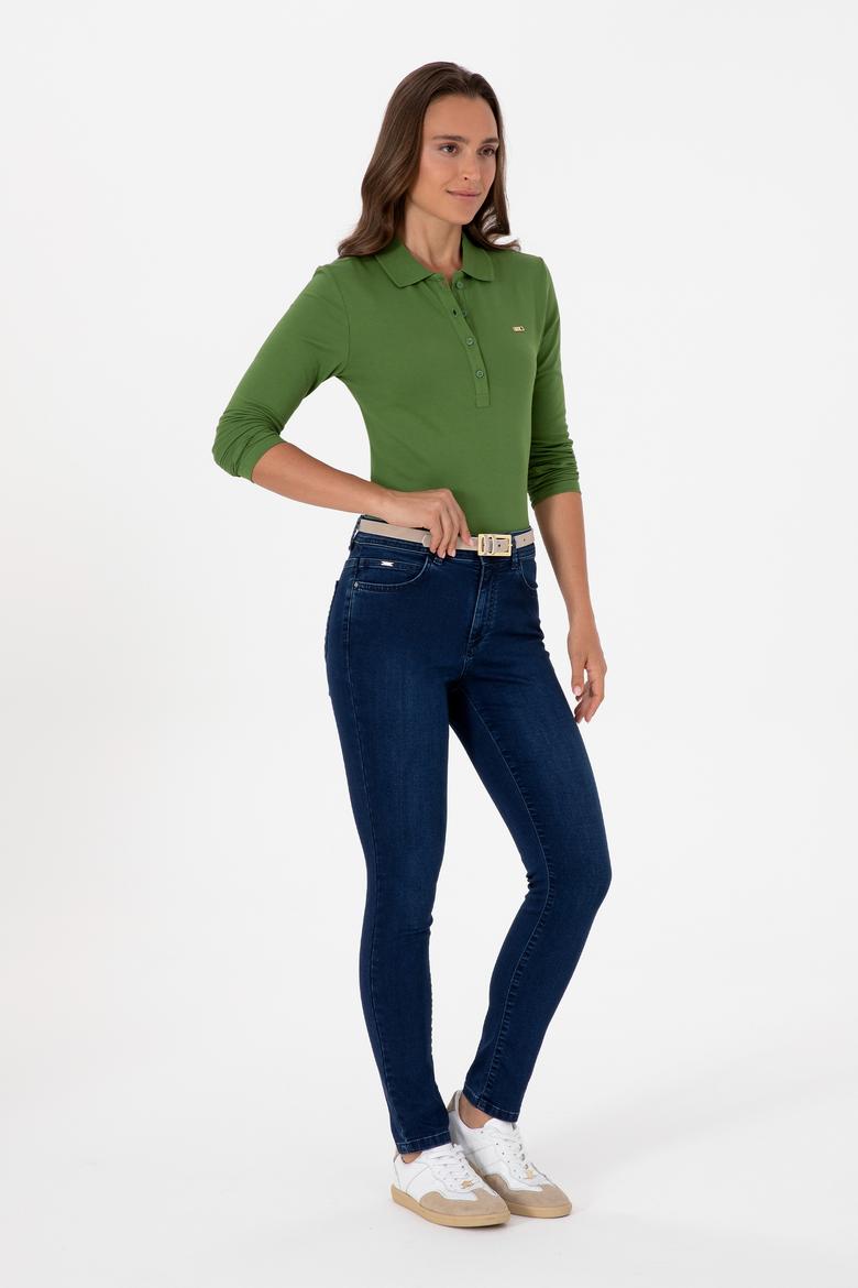 Kadın Koyu Mavi Toohpick Fit Jean Pantolon - 50307785012