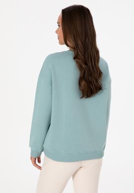 Kadın Mint Şardonlu Bisiklet Yaka Basic Sweatshırt - 50313586061