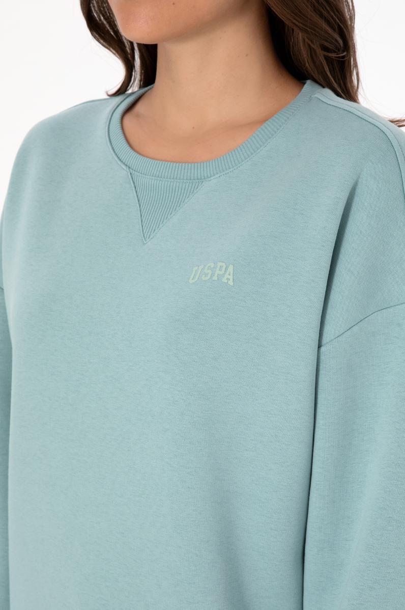 Kadın Mint Şardonlu Bisiklet Yaka Basic Sweatshırt