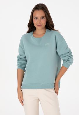 Kadın Mint Şardonlu Bisiklet Yaka Basic Sweatshırt - 50313586061