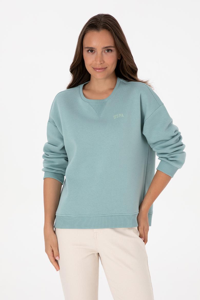 Kadın Mint Şardonlu Bisiklet Yaka Basic Sweatshırt - 50313586061