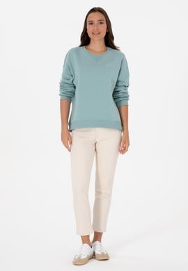 Kadın Mint Şardonlu Bisiklet Yaka Basic Sweatshırt - 50313586061