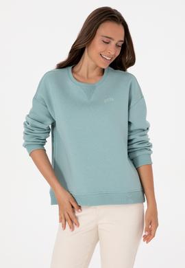 Kadın Mint Şardonlu Bisiklet Yaka Basic Sweatshırt - 50313586061