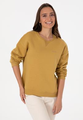 Kadın Camel Şardonlu Bisiklet Yaka Basic Sweatshırt - 50313586056