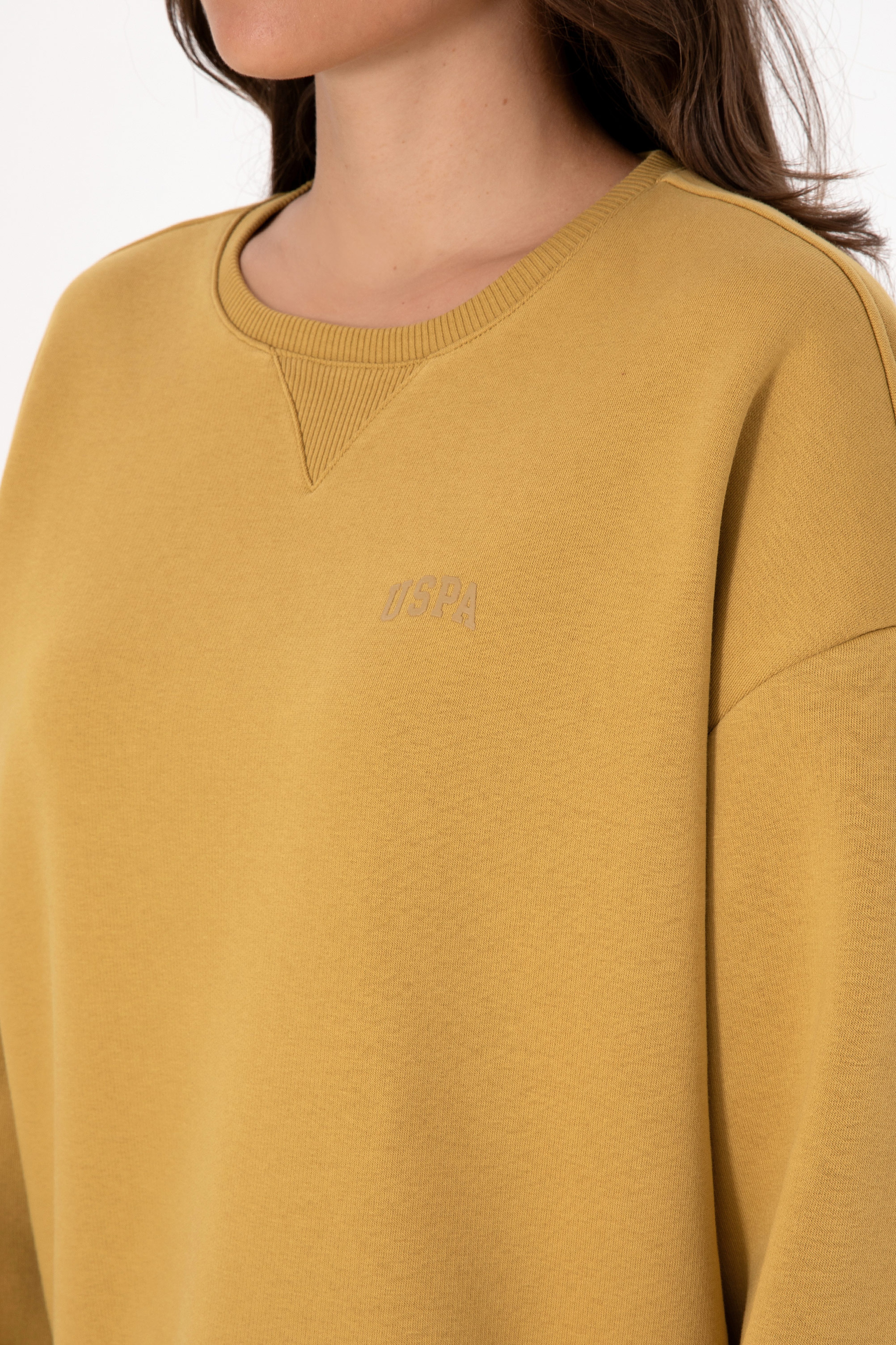 Kadın Camel Şardonlu Bisiklet Yaka Basic Sweatshırt - Image 7