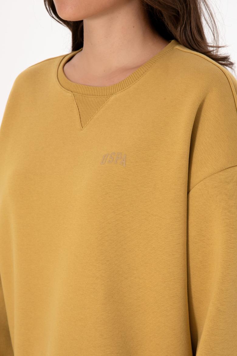 Kadın Camel Şardonlu Bisiklet Yaka Basic Sweatshırt - 50313586056