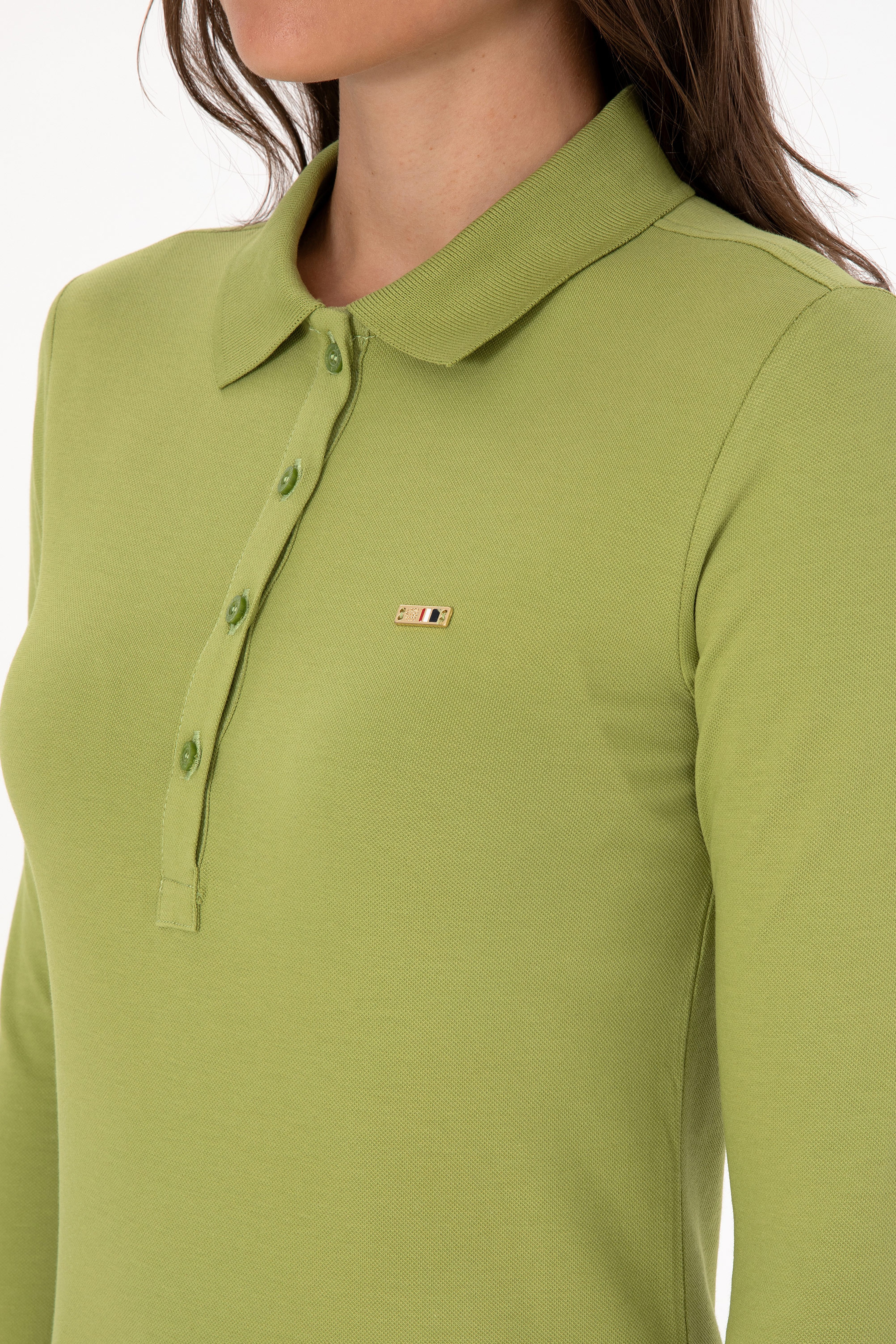 Kadın Fıstık Basic Polo Yaka Sweatshırt