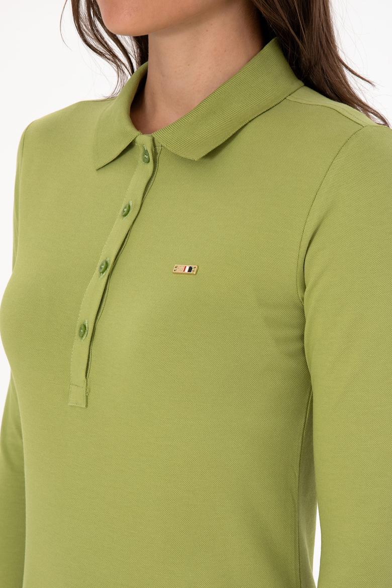 Kadın Fıstık Basic Polo Yaka Sweatshırt - 50313593103