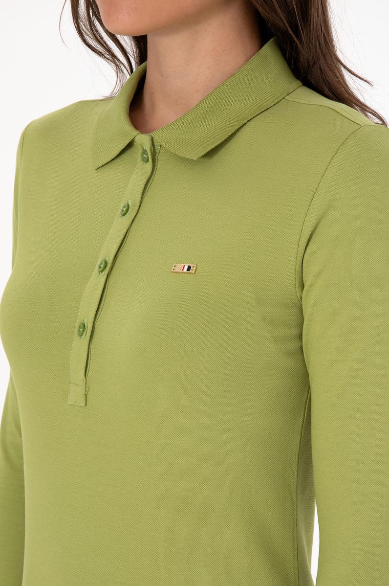 Kadın Fıstık Basic Polo Yaka Sweatshırt