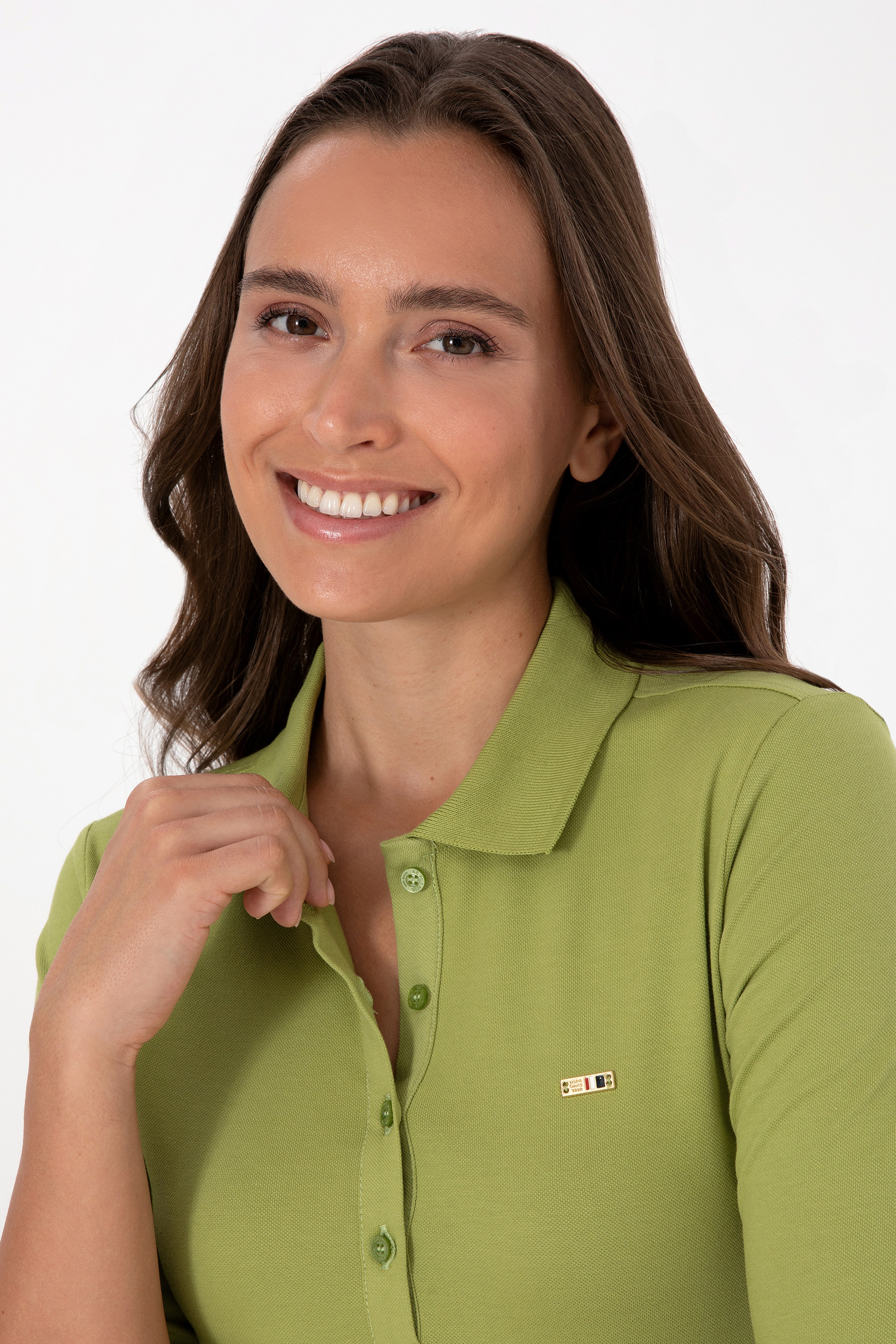 Kadın Fıstık Basic Polo Yaka Sweatshırt - Image 2