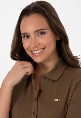 Kadın Haki Basic Polo Yaka Sweatshırt - 50313593075