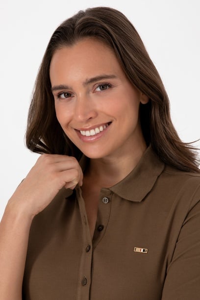 Kadın Haki Basic Polo Yaka Sweatshırt