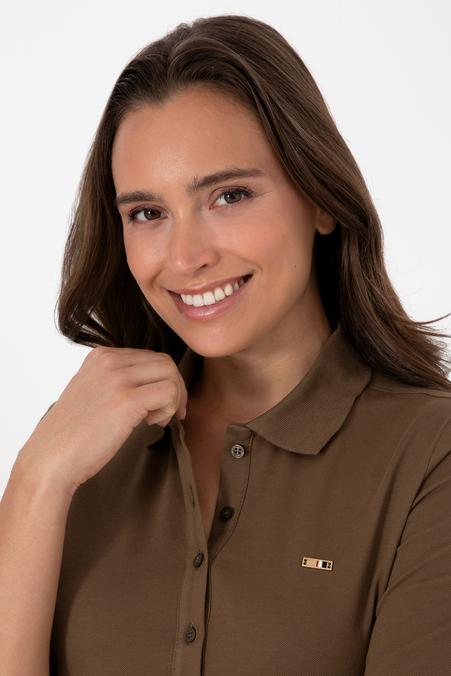 Kadın Haki Basic Polo Yaka Sweatshırt
