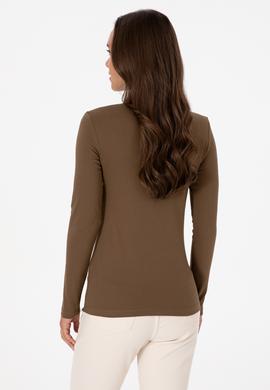 Kadın Haki Basic Polo Yaka Sweatshırt - 50313593075