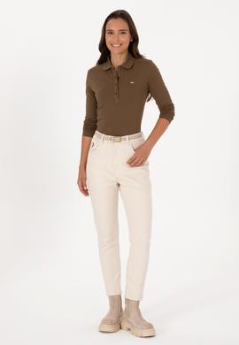 Kadın Haki Basic Polo Yaka Sweatshırt - 50313593075