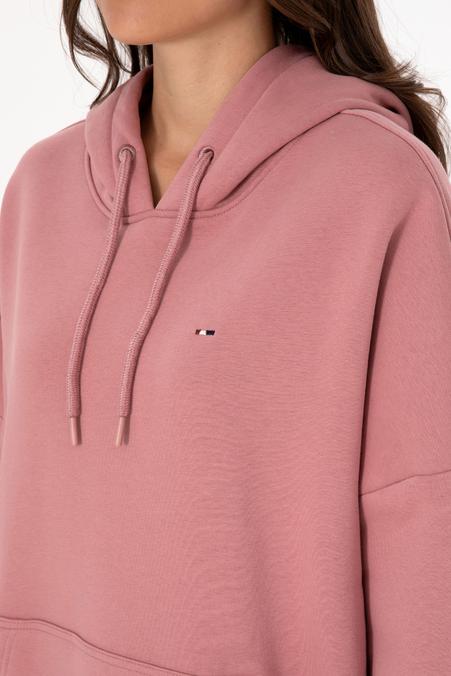 Kadın Gül Kurusu Şardonlu Kapüşonlu Sweatshırt