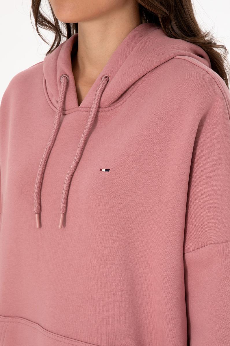 Kadın Gül Kurusu Şardonlu Kapüşonlu Sweatshırt