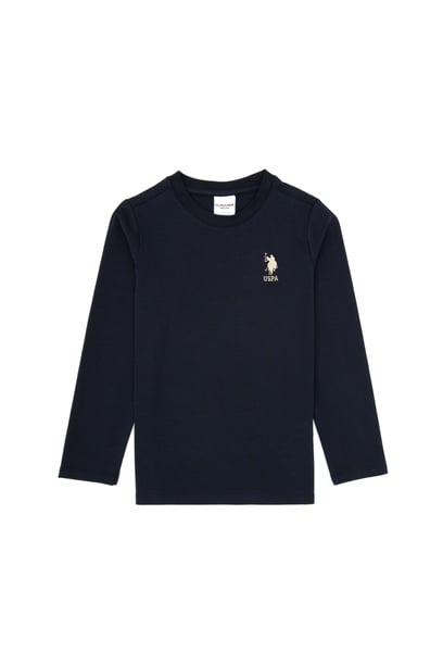 Erkek Çocuk Açık Lacivert Basic Bisiklet Yaka Sweatshirt