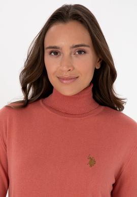 Kadın Gül Kurusu Boğazlı Basic Kazak - 50313621041