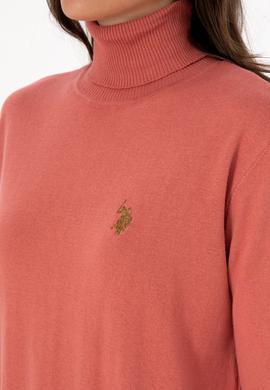 Kadın Gül Kurusu Boğazlı Basic Kazak - 50313621041