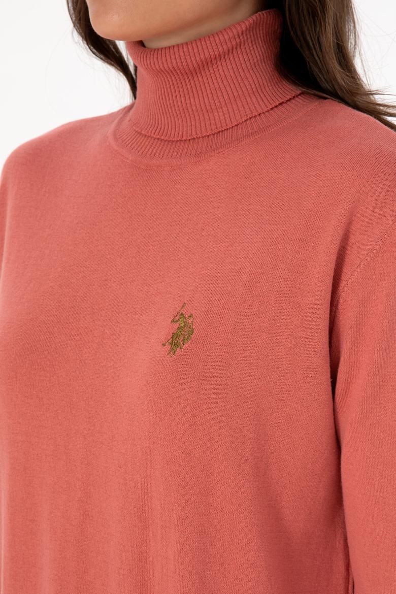 Kadın Gül Kurusu Boğazlı Basic Kazak - 50313621041