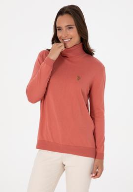 Kadın Gül Kurusu Boğazlı Basic Kazak - 50313621041