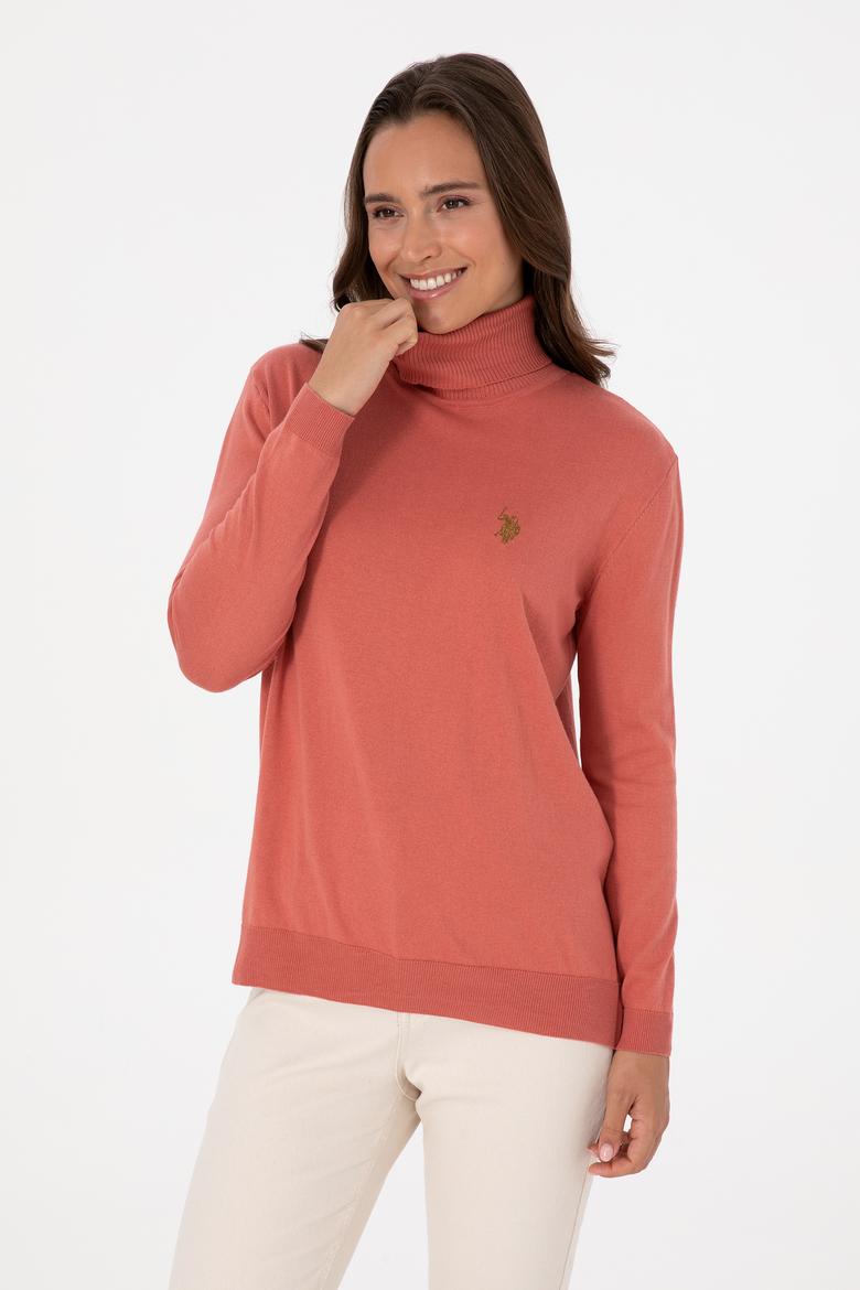 Kadın Gül Kurusu Boğazlı Basic Kazak - 50313621041