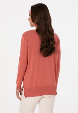 Kadın Gül Kurusu Boğazlı Basic Kazak - 50313621041