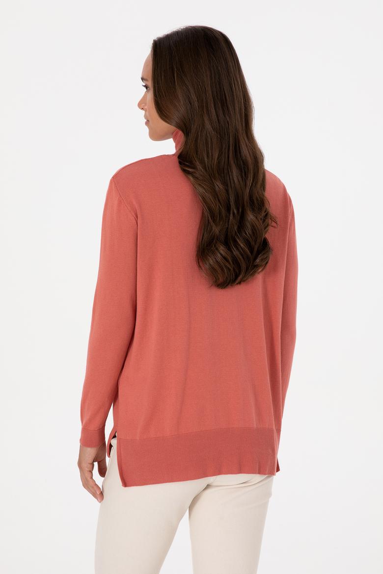 Kadın Gül Kurusu Boğazlı Basic Kazak - 50313621041