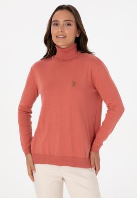 Kadın Gül Kurusu Boğazlı Basic Kazak - 50313621041