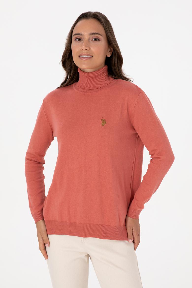 Kadın Gül Kurusu Boğazlı Basic Kazak