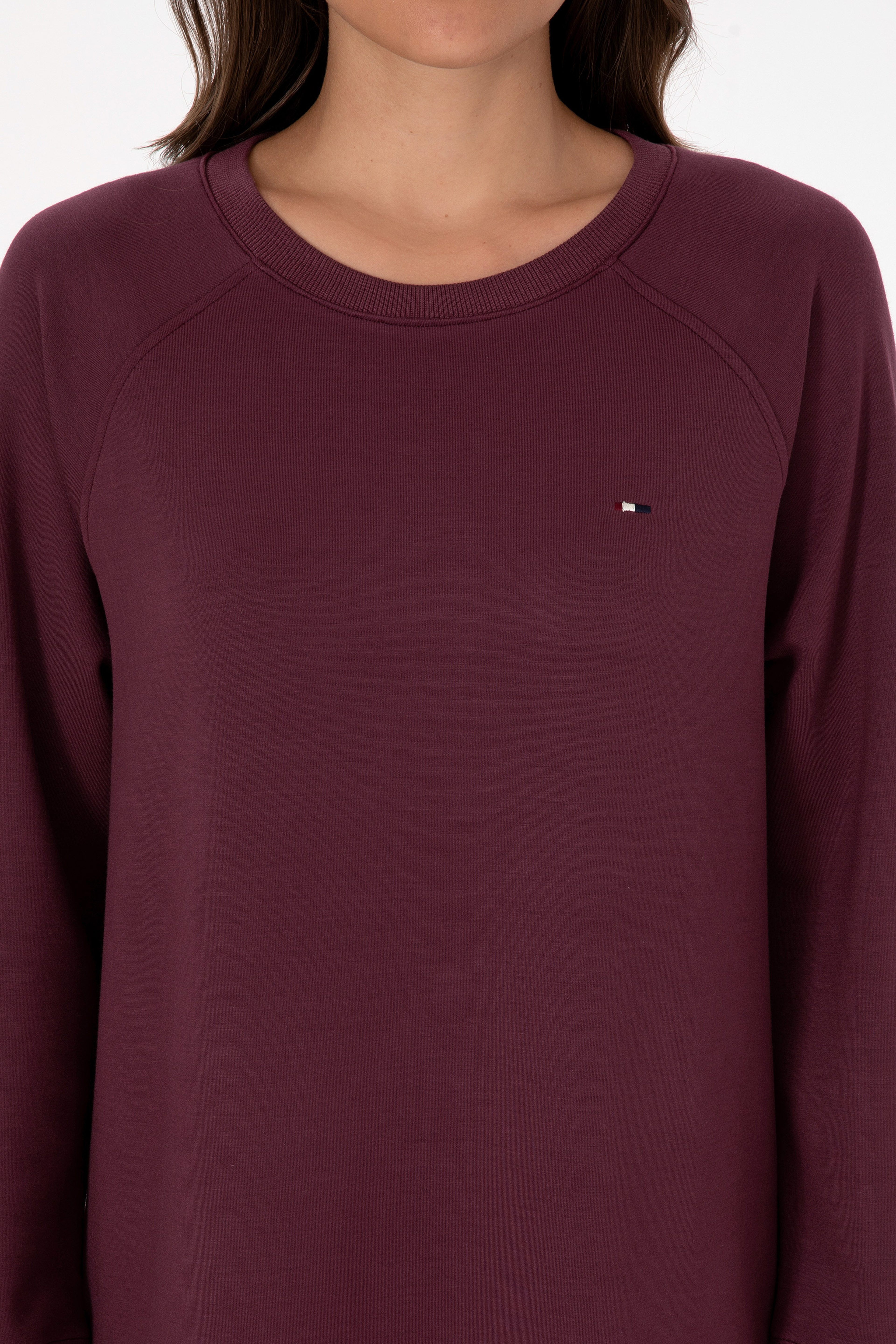 Kadın Bordo Modal Karışımlı Mini Boy Bisiklet Yaka Örme Elbise