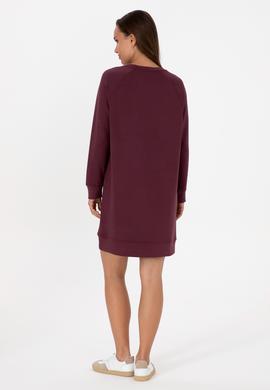 Kadın Bordo Modal Karışımlı Mini Boy Bisiklet Yaka Örme Elbise - 50313438029