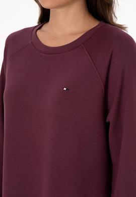 Kadın Bordo Modal Karışımlı Mini Boy Bisiklet Yaka Örme Elbise - 50313438029