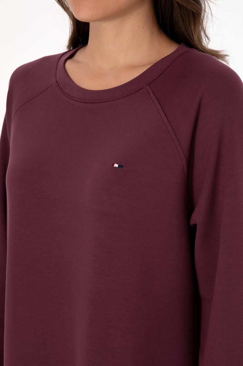 Kadın Bordo Modal Karışımlı Mini Boy Bisiklet Yaka Örme Elbise